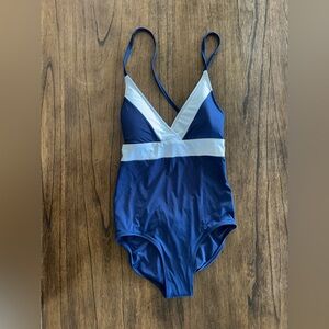 Vineyard Vines Navy and White Girls' One-Piece Swimsuit